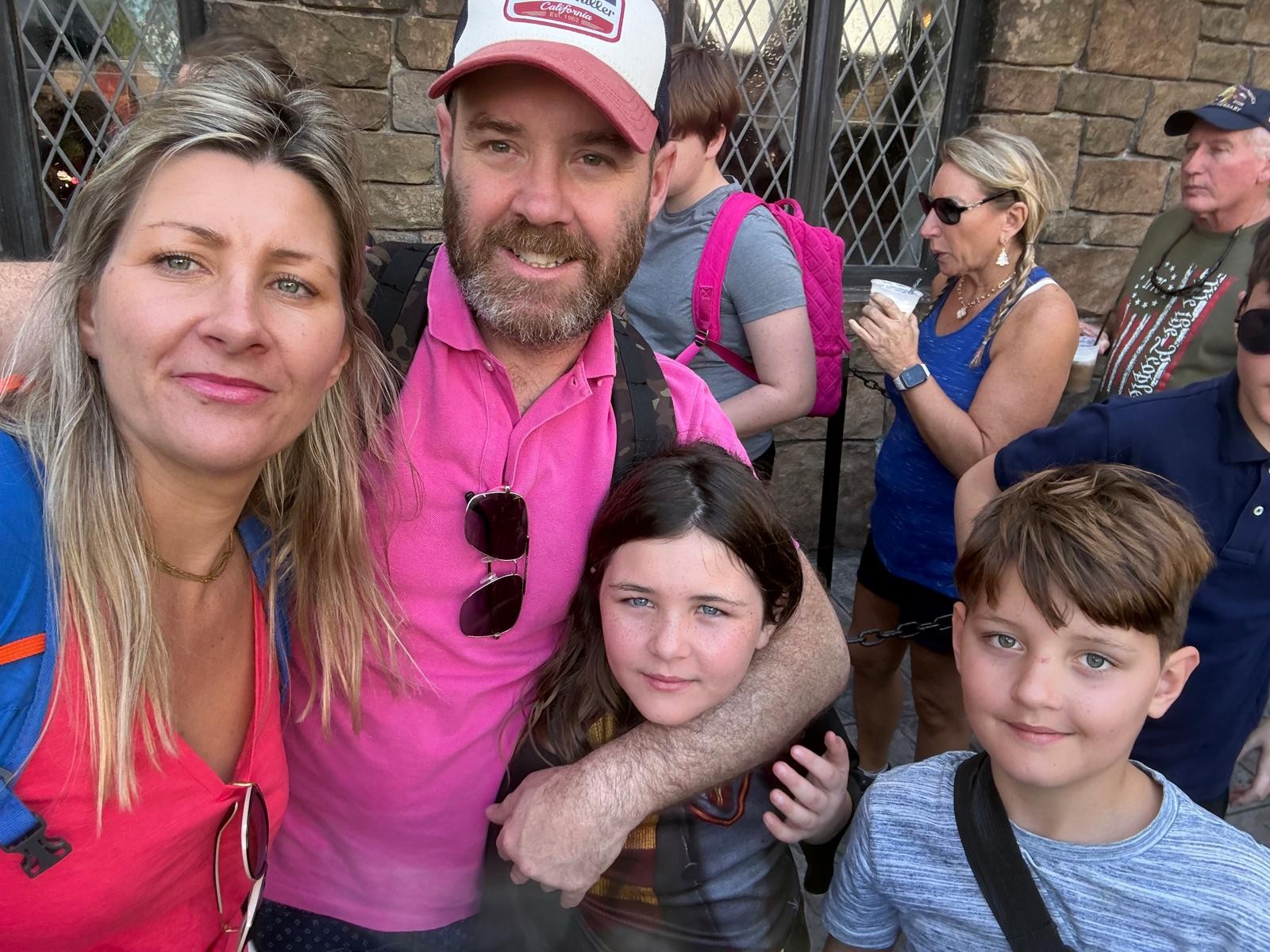 The family at a theme park